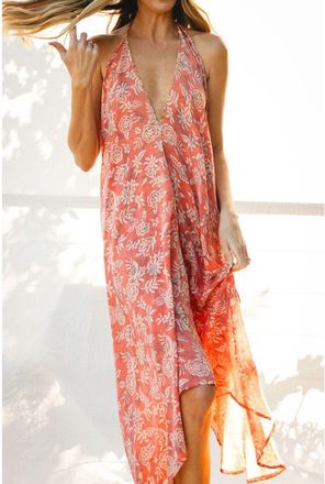 Sun Child Classic Silk Dress Colin in Melon Floral at Nordstrom