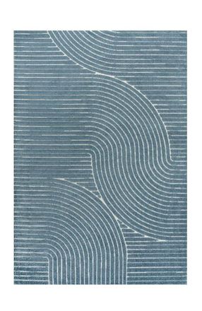 Jonathan Y Designs Hallie High-Low Minimalist Curve Geometric Area Rug in Dark Blue/cream at Nordstrom, Size 4Ft 0In X 6Ft 0In