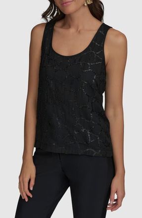 DKNY Sequin Tank in Black at Nordstrom, Size Small