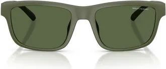 A|X Armani Exchange 55mm Rectangular Sunglasses in Matte Green/dark Green at Nordstrom