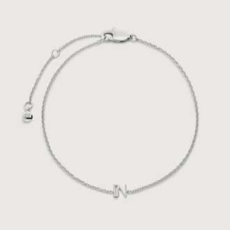 Monica Vinader Sterling Silver Initial N Chain Bracelet