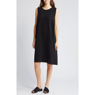 Eileen Fisher Matte Silk Shift Dress in Black at Nordstrom Rack, Size Medium
