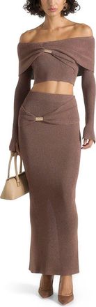 Mani&egrave;re De Voir Amy Asymmetric Midaxi Skirt With Hardware Detail in Taupe at Nordstrom, Size X-Small