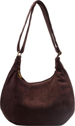 Generic Faux Suede Simple Tote Bag Large Capacity Sling Bag Casual Shoulder Bag (Coffee)