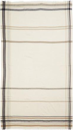 Johnstons of Elgin Helmina Stripe Cashmere Fringe Scarf in Ru7704 Natural at Nordstrom