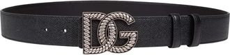 Dolce & Gabbana Alpine Kalfsleren Riem - Heren - Riemen - Zwart - 85 CM - Leer - Accessoires