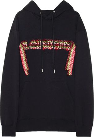 Lanvin Geborduurde Oversized Hoodie - Heren - Hoodies - Zwart - L - Katoen - Hoodies & sweatvesten