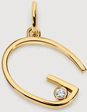 Monica Vinader Gold Solitaire Diamond Initial G Pendant Lab Grown Diamond