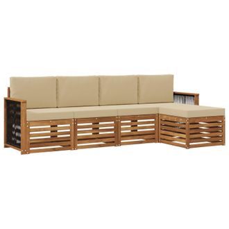 vidaXL Conjunto De Sof&aacute;s De Exterior Con Coj&iacute;n 5 Pcs Natural Y Beige Vidaxl