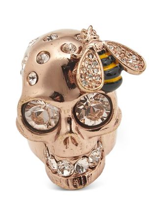 Alexander McQueen skull bee crystal ring - women - Metal - 55 - Pink
