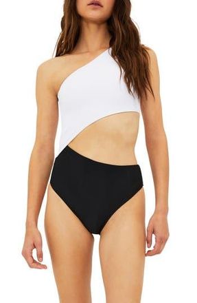 Beach Riot Celine Colorblock One-Piece Swimsuit in Black/White at Nordstrom Rack, Size X-Large