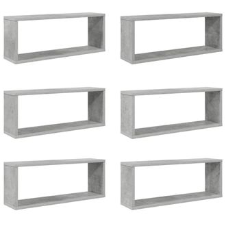 vidaXL Vidaxl - Estante Cubo Pared 6 Uds Contrachapado Gris Hormig&oacute;n 60x15x23cm
