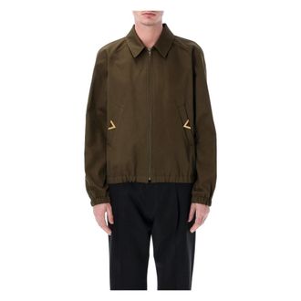 Valentino Garavani Light Jackets, male, Green, Size: XL Giubbino VGold Jacket
