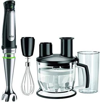 Braun Minipimer 7 Mq7075x - Batidora De Mano De 1000w, 3 Accesorios (varillas, Procesador De Alimentos Con 3 Funciones, Vaso De 600ml), Antisalpicaduras, Ve