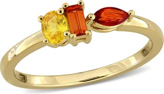 Mimi & Max Multi-Gem Three Stone Ring Sterling Silver
