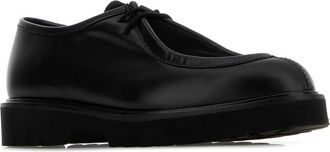 Max Mara Womens Track Lace-Up Flat Black Leather