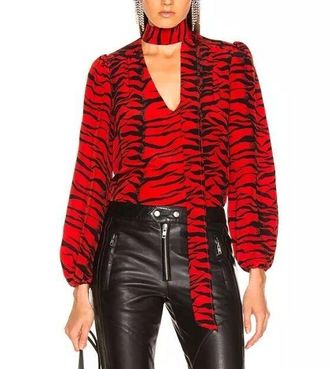 Rixo Red And Black Moss Blouse Size XS