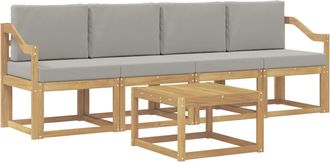 vidaXL Conjunto De Sof&aacute;s De Exterior 5 Uds. Blanco Y Gris Claro Vidaxl