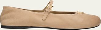 Prada Suede Mary Jane Ballerina Flats