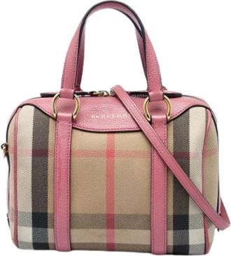 Burberry Pre-owned Canvas Satchel - Dames - Vintage Handtas - Beige - ONE Size - Leer - Vintage