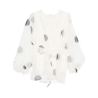 Marina Rinaldi Kimonos, female, White, Size: 3XL Camicia con motivo a pois