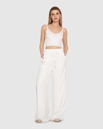 Belle & Bloom Everywhere All At Once Wide Leg Pant in White at Nordstrom, Size Medium Au