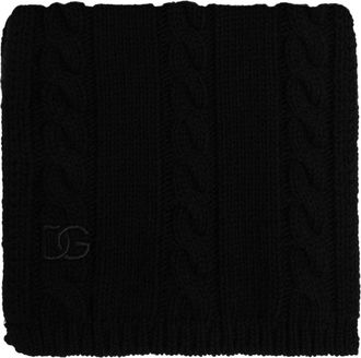 Dolce & Gabbana Wol met geborduurd logo sjaal - Dames - Wintersjaals - Zwart - ONE Size - Wol - Accessoires