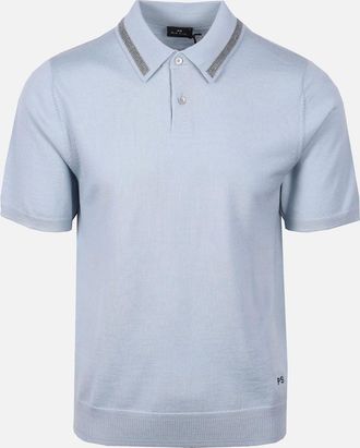 Paul Smith Mens PAUL SMITH MERINO SWEATER SS POLO BLUE - Size: 42