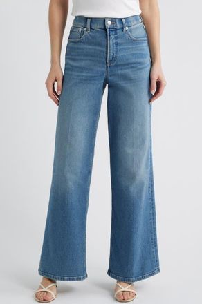 Spanx SPANXshape Authentic 360 High Waist Wide Leg Jeans in Wilmington Wash at Nordstrom, Size X-Large