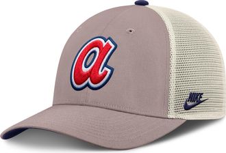 Nike Atlanta Braves Cooperstown Rise Nike Mens MLB Adjustable Trucker Hat in Brown | NB1L0M6JATB-L4S