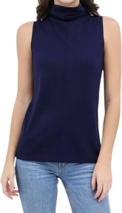 Kinross Cashmere Seamed Funnel Tank In Navy