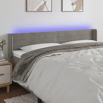 vidaXL Cabecero Con Led De Terciopelo Gris Claro 163x16x78/88 Cm Vidaxl