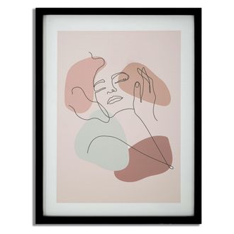 Dmora Cuadro Ilaro, Material De Vidrio, Madera Nobilitada, Estructura Verde, 35x47h Cm Rosa