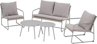 Pantone Conjunto de muebles de jardín de acero gris y cojines gris claro