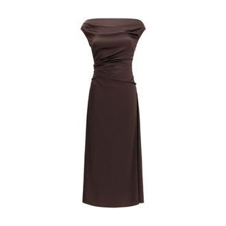 Staud Brown Silk Cocktail Womens Dress