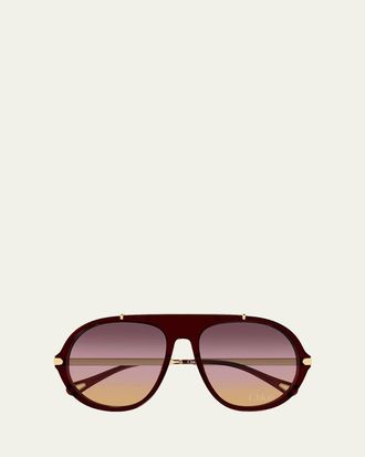 Chlo&eacute; 58mm Acetate & Metal Aviator Sunglasses