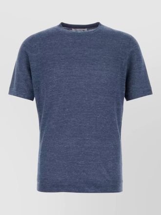Brunello Cucinelli linen blend crew neck short sleeve sweater