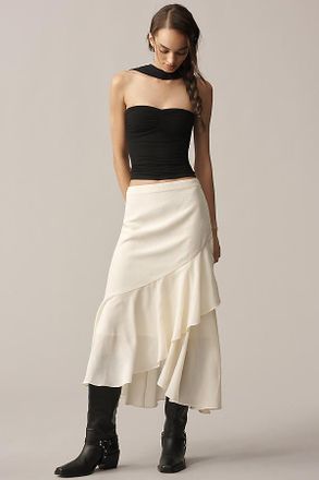 En Saison Gabriella Asymmetric Ruffled Maxi Skirt