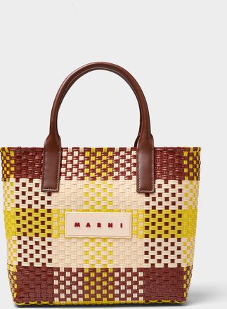 Marni Womens Colourful basket-knit tote bag