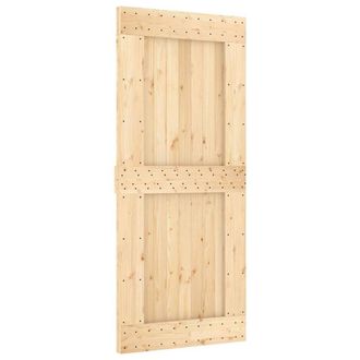 Berkfield Home Sliding Door with Hardware Set 90x210 cm Solid Wood Pine in Light Tan