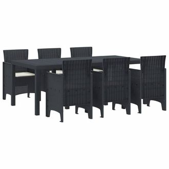 Berkfield Home 7 Piece Garden Dining Set with Cushions Anthracite Poly Rattan