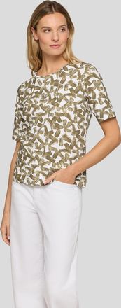 Rabe Rundhalsshirt RABE, Damen, Gr. 36, thymian, Web, Obermaterial: 92% Baumwolle, 8% Elasthan, bedruckt, tailliert h&uuml;ftbedeckend, Rundhals, Shirts Rundhal