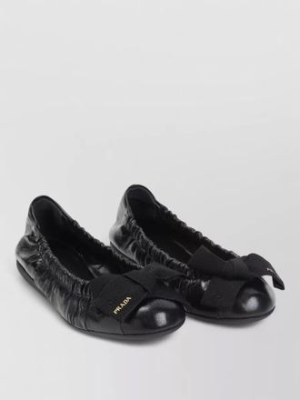Prada ballerina shoes bow detail elastic trim