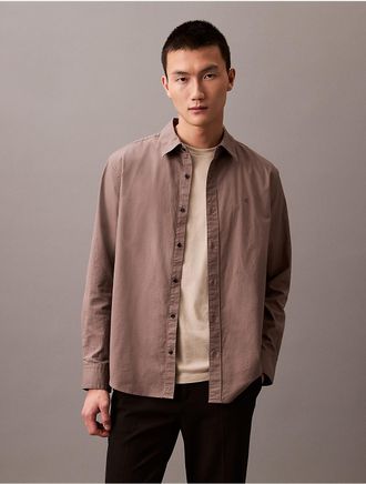 Calvin Klein Mens Solid Oxford Classic Button-Down Shirt - Grey - XS