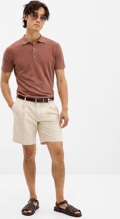 Profuomo Mens Heathered beige raw fabric short