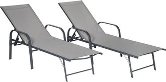 Happy Garden Set di 2 lettini in textilene grigio SARDINIA - struttura antracite