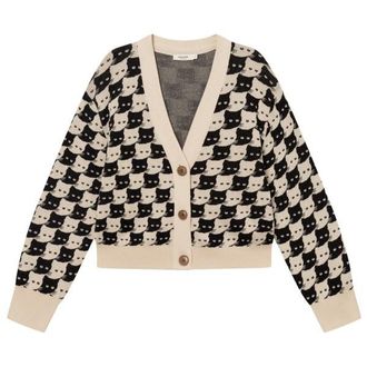 Dedicated Cardigan Kanan Pepita Cats Cardigan f&uuml;r Damen | beige