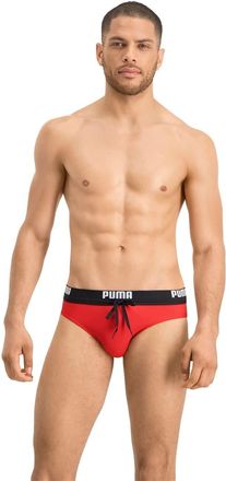 Puma Mens Logo Mens Swimming Brief Swim Briefs Not Applicable, Red, X-Large