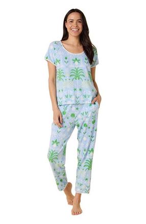 The Cats Pajamas Pima Knit Short Sleeved Simple Set Conversational in Tropicana Palm at Nordstrom, Size X-Large
