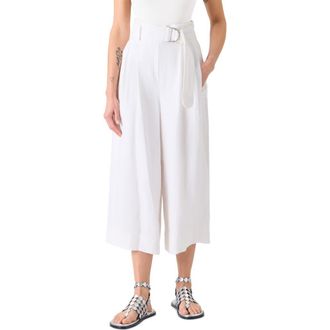 Akris Fiorella High Waist Linen Culottes in Cream at Nordstrom, Size 14